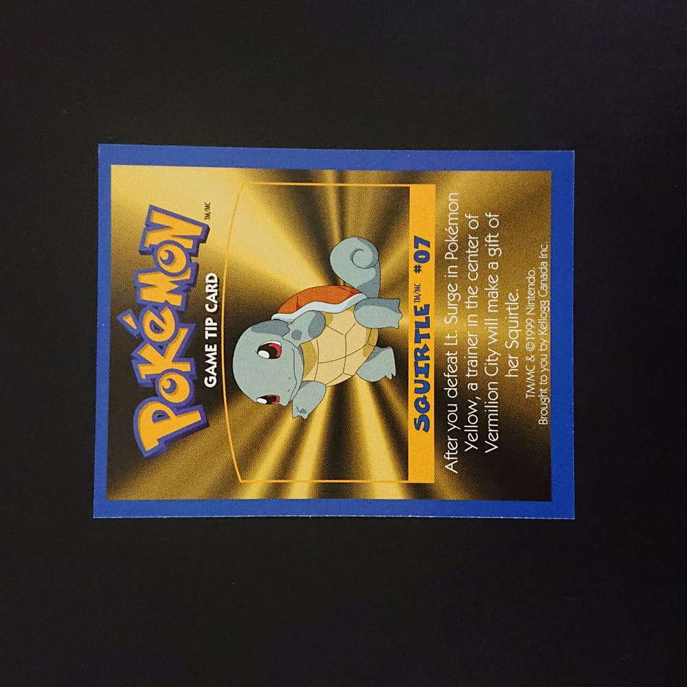 Pokemon Squirtle Game Tip Card - Kelloggs Nintendo